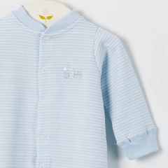 ENTERITO P/LARGA FLEUR RAYADO CELESTE C/PIE - Petit Enfant Ropa de bebes