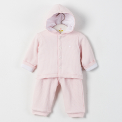 CONJUNTO WAFFLE ENGUATADO ROSA C/GRIS