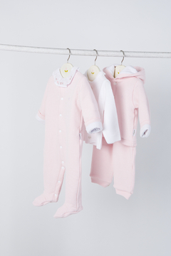 ENTERITO WAFFLE ENGUATADO ROSA C/GRIS - Petit Enfant Ropa de bebes