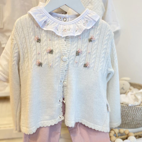 SAQUITO PARIS NATURAL BORDADO ROSA - comprar online