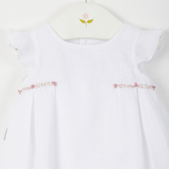 VESTIDO FIESTA LINO BORDADO ROSA - comprar online