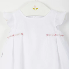 VESTIDO FIESTA LINO BORDADO ROSA - comprar online