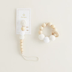 SET PORTACHUPETE MADERA + SONAJERO BEIGE