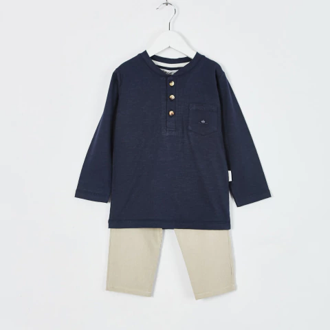 REMERA M/LARGA CUELLO MAO FLAME AZUL - comprar online