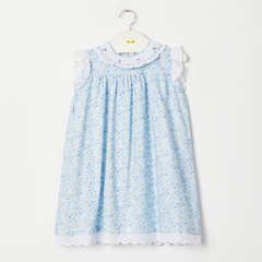 VESTIDO CUELLO SMOCK LIBERTY CELESTE