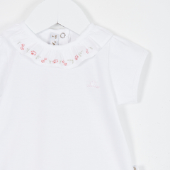 BODY M/CORTA FLAME BIANCA ROSA - Petit Enfant Ropa de bebes