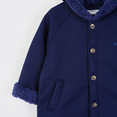 CAMPERA WAFFLE C/PIEL AZUL - comprar online