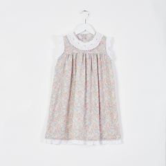 VESTIDO CUELLO SMOCK LIBERTY ROSA BB