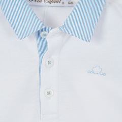 BODY M/CORTA POPLIN RAYADO CELESTE - Petit Enfant Ropa de bebes