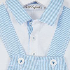 BODY M/CORTA POPLIN RAYADO CELESTE - comprar online