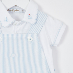 BOMBACHUDO VELCRO CLOQUÉ RAYADO CELESTE - comprar online