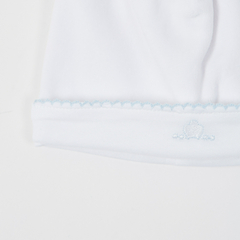 GORRO PLUSH BLANCO PICOT CELESTE - comprar online