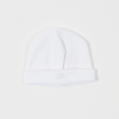 GORRO PLUSH BLANCO PICOT ROSA