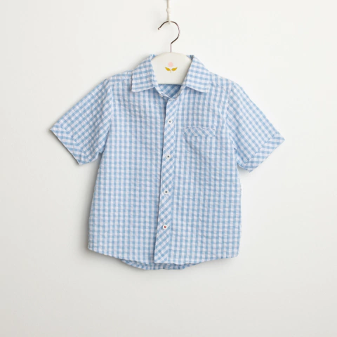 CAMISA M/CORTA CUELLO MAO CLOQUÉ CUADRILLE