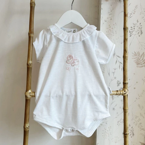 BODY M/CORTA FLAME BLANCO APLIQUE VIENA ROSA - comprar online