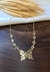 Choker folheado borboleta com cristal