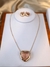 Conjunto colar cristal coração chá - comprar online
