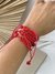Pulseira macramê strass vermelha na internet
