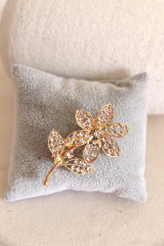 Broche folheado flor luxo-CD10316