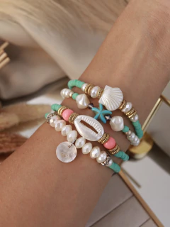 Kit pulseira miçanga estrela e buzios-CD15584 - comprar online