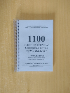 Apostila 1100 QUESTÕES TÉCNICAS SELEÇÃO Comissária/o de Voo 2025 / + RBAC63