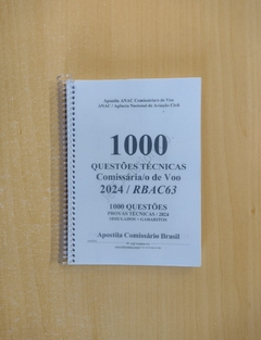 Apostila 1000 QUESTÕES TÉCNICAS SELEÇÃO Comissária/o de Voo 2024 / + RBAC63