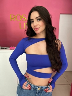 Cropped Manga Longa Recorte - Rosa Limão - O seu look perfeito está aqui!