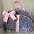 Bolsa G Linho Cinza e Rosa Bebê