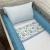 Kit Berço Com Cabeceira de Almofada - Oceano + Grid Petróleo - Ateliê Cerejinha