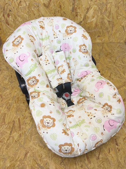 Capa Universal Para Bebê Conforto - Safari Rosa
