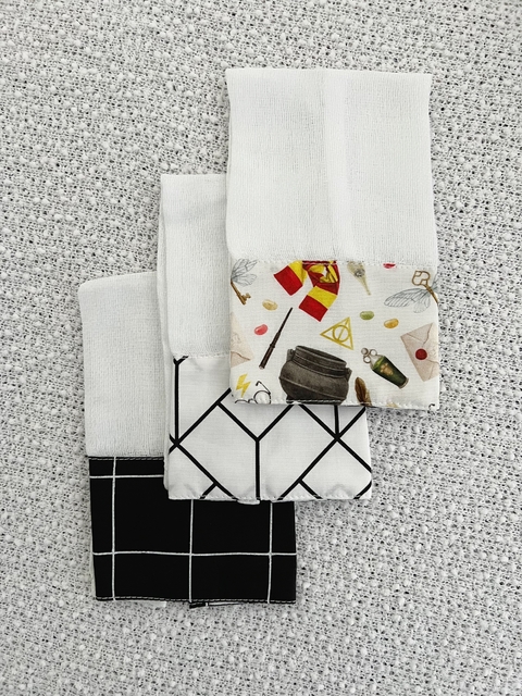 Trio de Boca - Harry Potter + losango Preto + Grid Preto