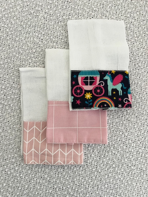 Trio de Boca - Conto de Fadas + Grid Rosa + Espinha de Peixe Rosa