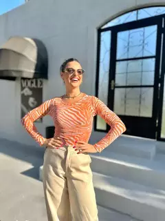 BODY ZEBRA LARANJA MANGA LONGA LD