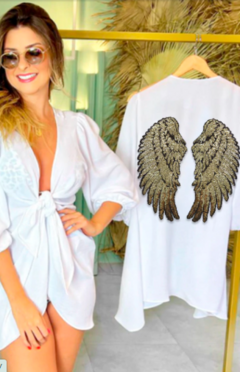 KIMONO BRANCO ASA DOURADA LD - comprar online