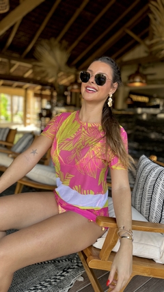 T SHIRT FOLHAGEM PINK NEON 394 V 2