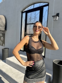 BODY PRETO LUREX SEM MANGA