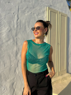 BODY VERDE LUREX SEM MANGA
