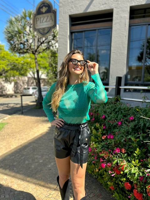 T SHIRT MANGA LONGA VERDE LUREX