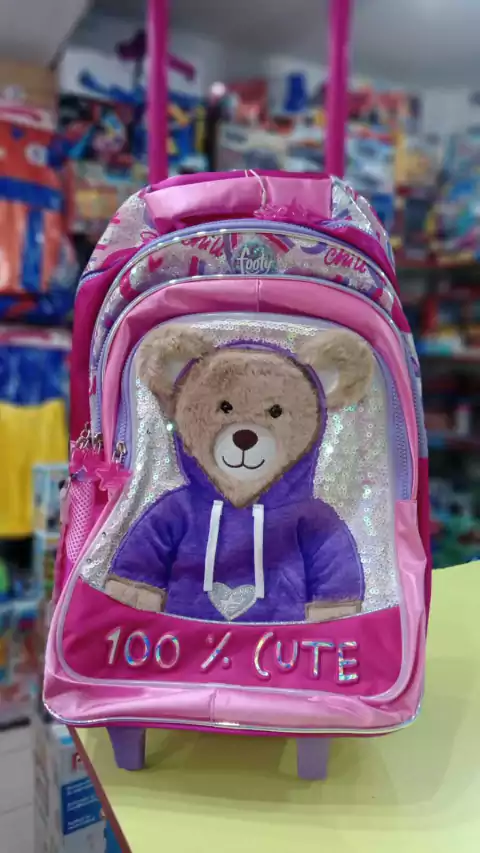 Mochila Carrito Footy Teddy 18" Con Luz | Escolar Infantil