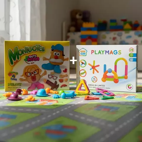 Combo didactico Masa monigotes+ bloques magneticos 10 piezas - comprar online