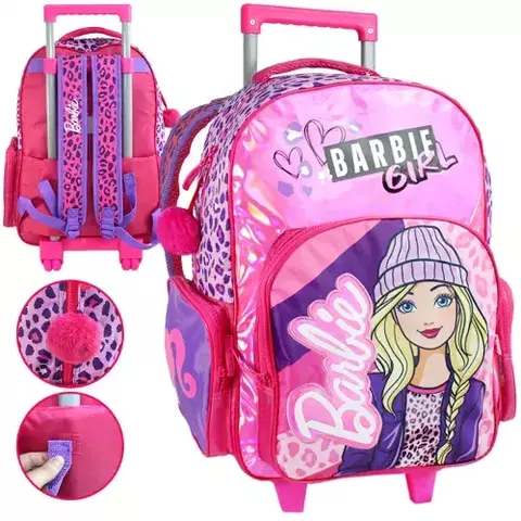 Mochila con Carrito Barbie Animal Print 17'' 4 Bolsillos | Escolar Infantil Wabro (ONLINE) - comprar online
