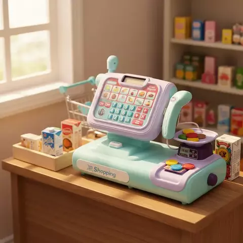 Caja Registradora Infantil Tiny con Accesorios | Funciona a Pilas y Visor Interactivo (Online)