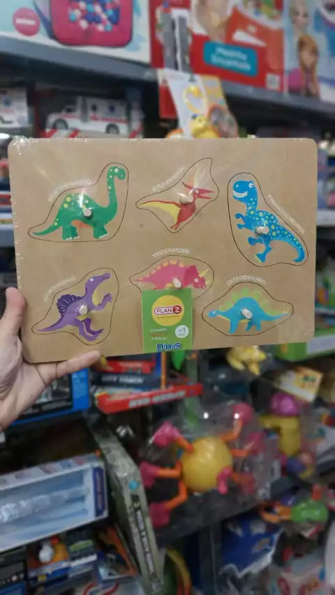 Encastre de Madera Dinosaurios | 6 Piezas Didácticas Sebigus Infantil