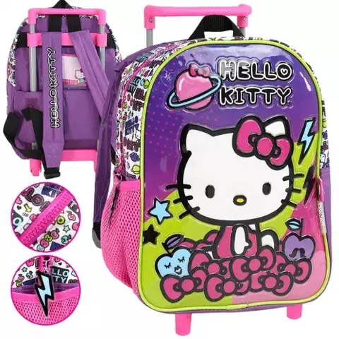 Mochila con Carrito Hello Kitty Planeta 12'' 2 Bolsillos Wabro | Infantil Escolar Oficial (ONLINE) - comprar online