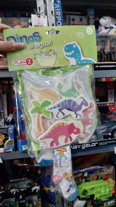 Dinosaurios al Agua con bolsa de red para colgar Sebigus