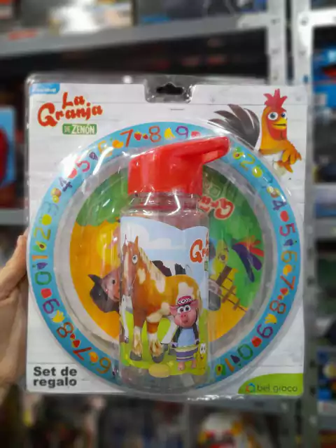 La Granja de Zenón Set Plato y Botella Straw Top | Juguete Infantil