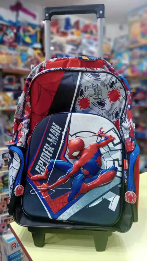 Mochila Carrito Spiderman 18" Importada | Escolar Wabro