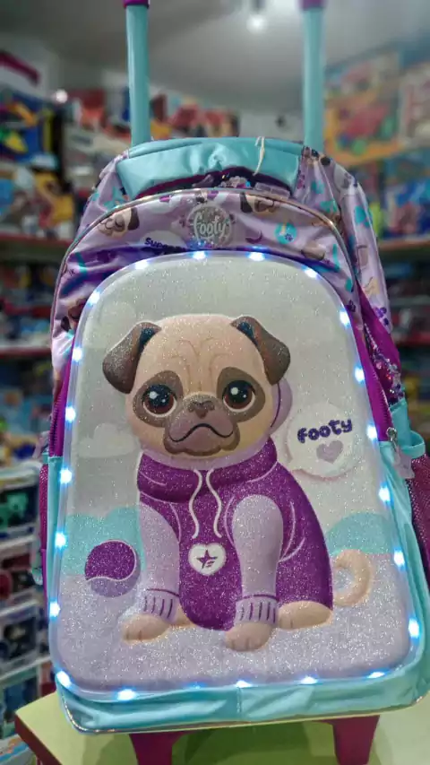 Mochila Carrito Puppy 18" Con Luz | Escolar Footy