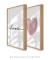 Conjunto 2 Quadros Decorativos Poster Love + Coração Geométrico Rosé