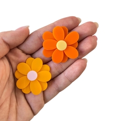 APLIQUE FLOR DUPLA CORES FORTES ADL - 3,5CM - AMARELO E LARANJA - 2 UNIDADES - comprar online